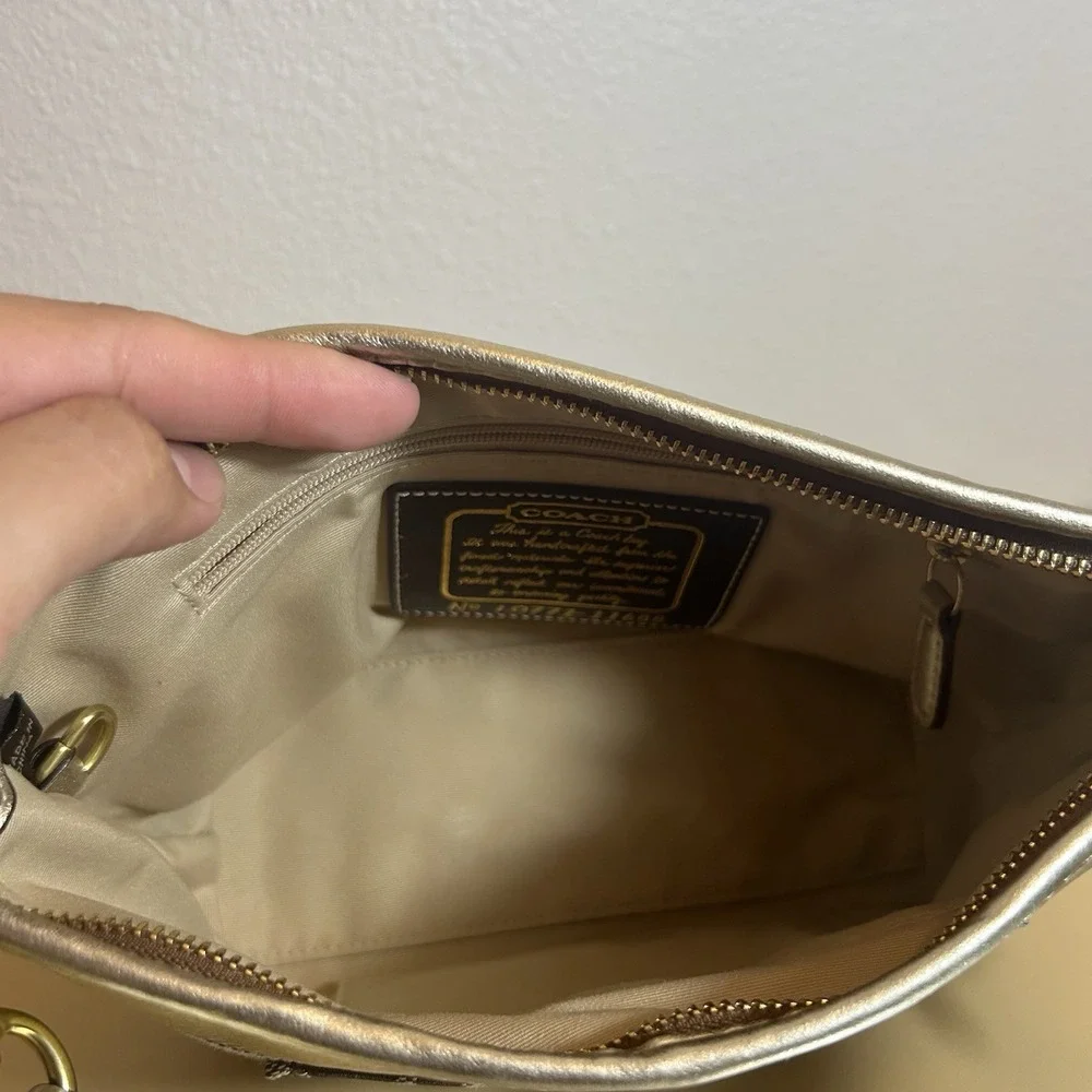 Coach Y2K Signature Canvas Jacquard Baguette 2007 Shoulder Bag/Purse Gold Hardwa